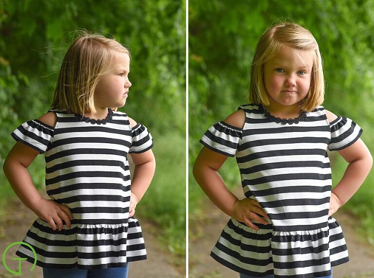 a child poses during her ypsilanti portrait session