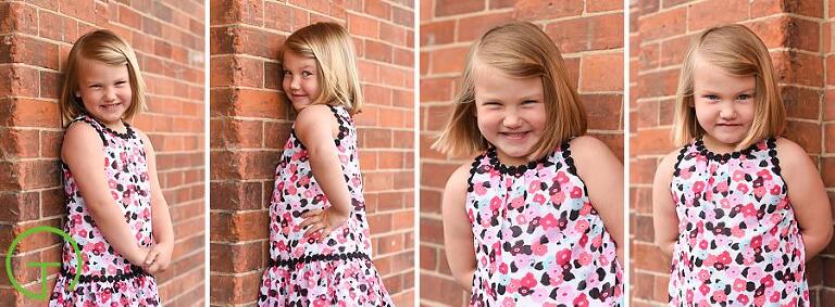 a child playfully poses near ypsilanti's historic freighthouse for her portrait session